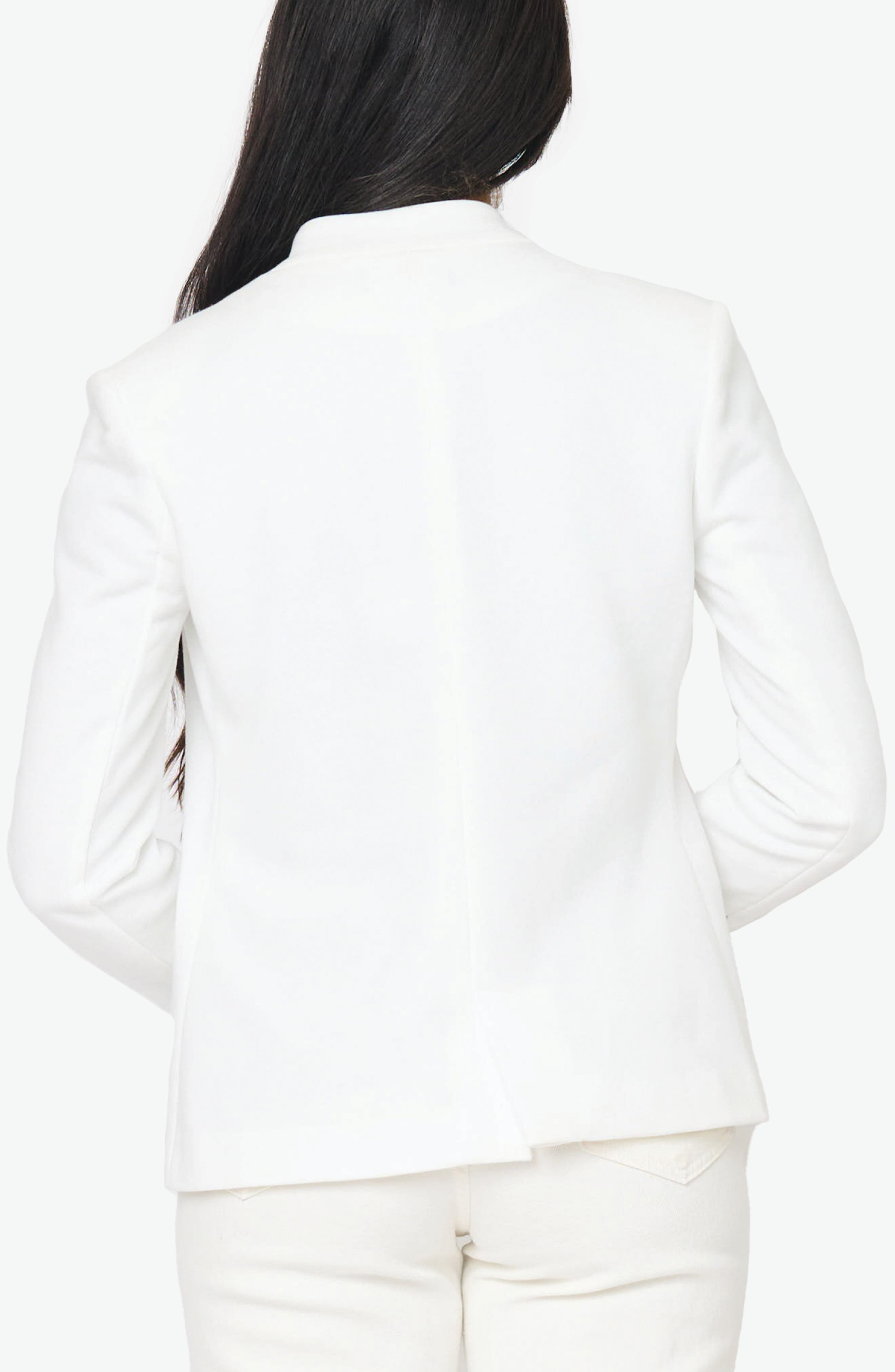 Inverted Notch Collar Cotton Blend Knit Blazer - image 4