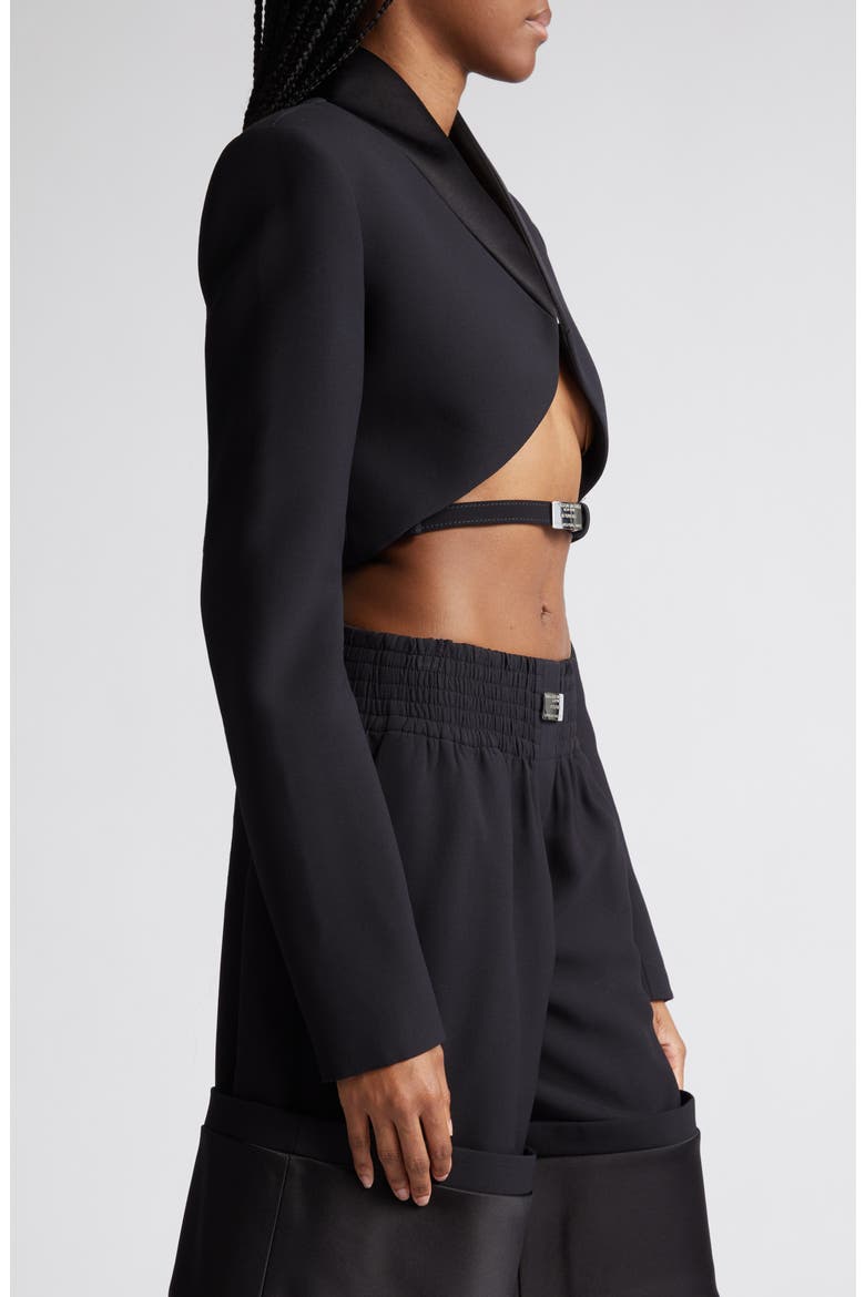 The Mya Wool Blend Crop Tuxedo Jacket, Alternate, color, BLACK