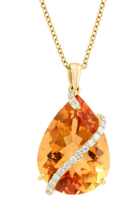 14K Yellow Gold Sunburst Citrine Pendant