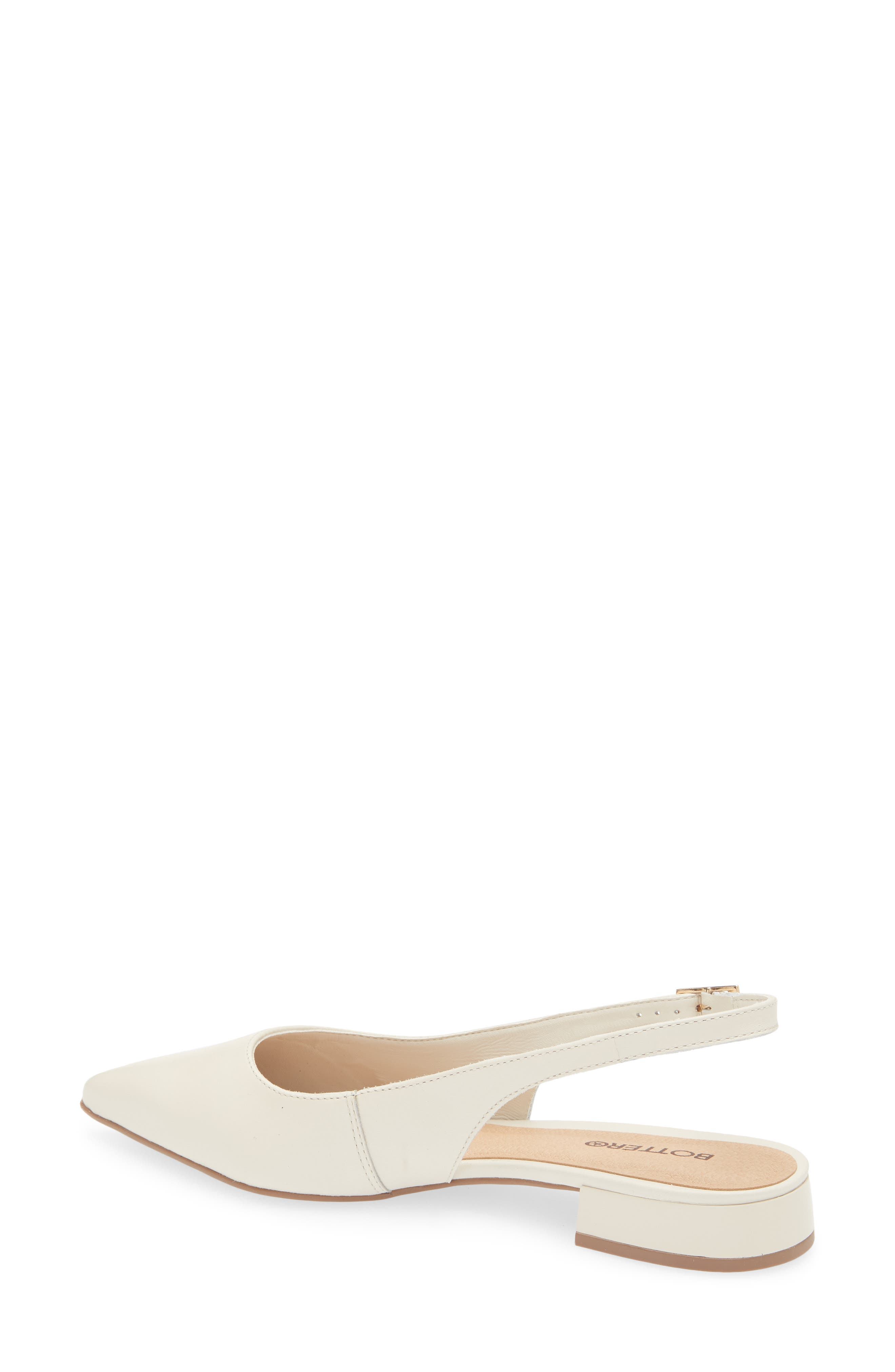 Bottero Alessandra Slingback Pointed Toe Flat, Alternate, color, Off White