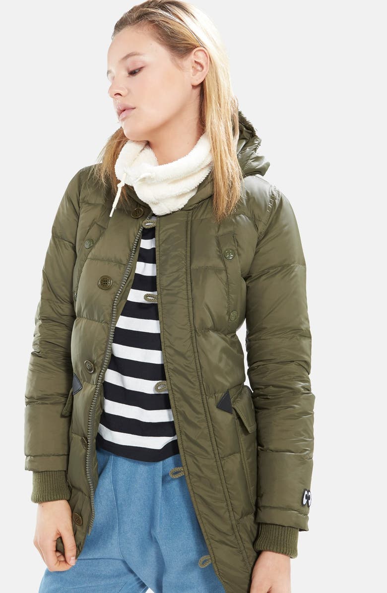 Mini Cream Faux Fur Collar Down Jacket, Alternate, color,