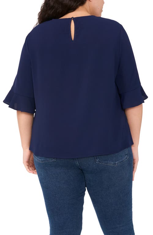 Cece Ruffle Cuff Top In Blue