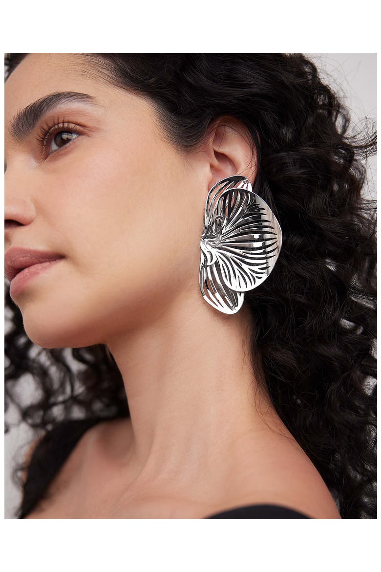 Orchid Stud Earring (Nordstrom Exclusive), Alternate, color, SILVER