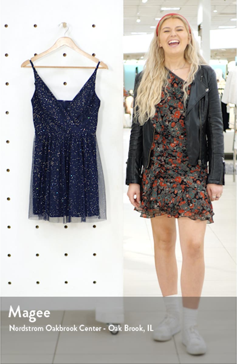 Glitter Tulle V-Neck Minidress, sales video thumbnail