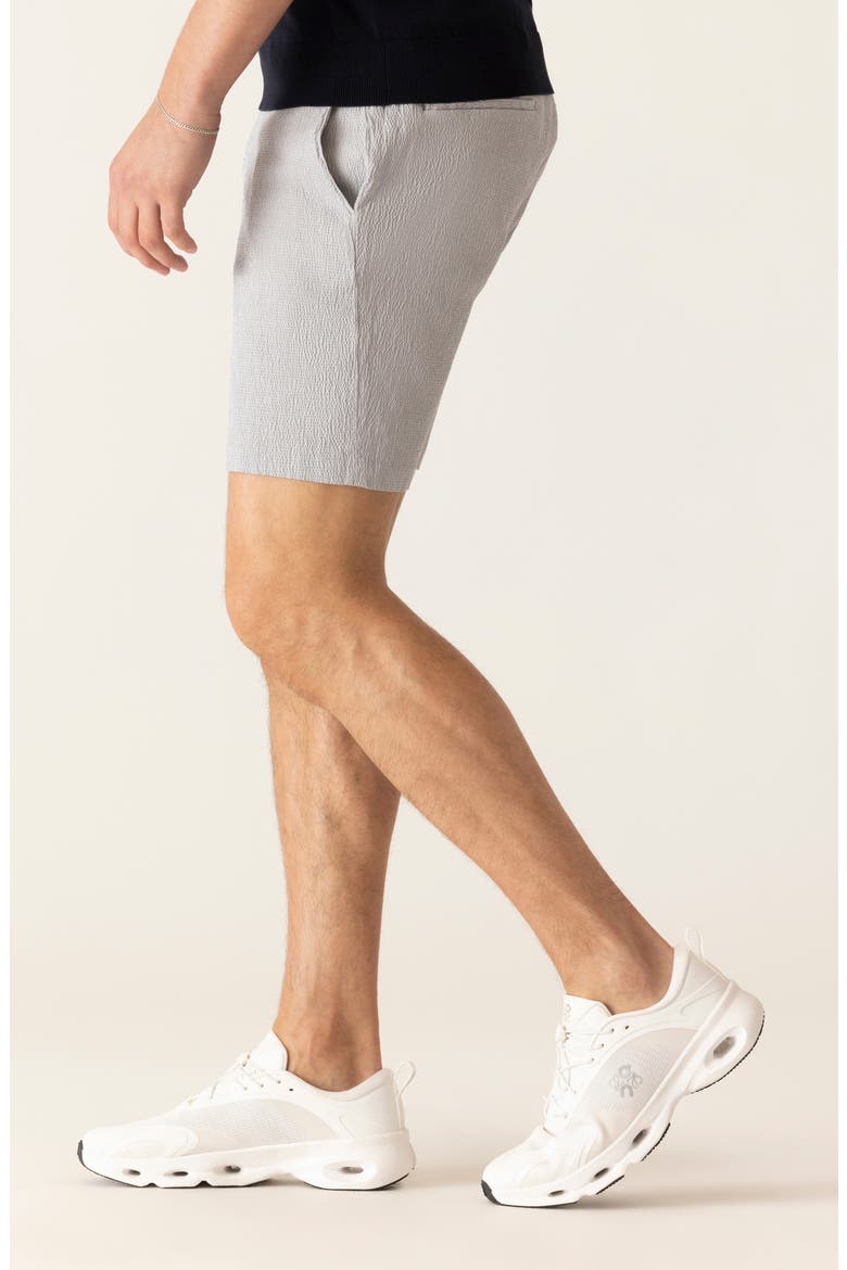 Galaxy Bermuda Flat Front Cotton 8.5-Inch Seersucker Shorts, Alternate, color, INDIGO