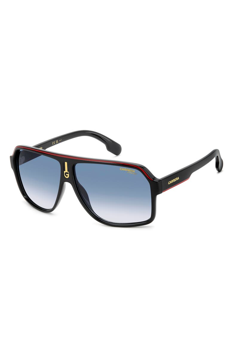 Carrera Eyewear 62mm Oversize Gradient Rectangular Sunglasses, Alternate, color, Black Gold/ Dk Blue Sf