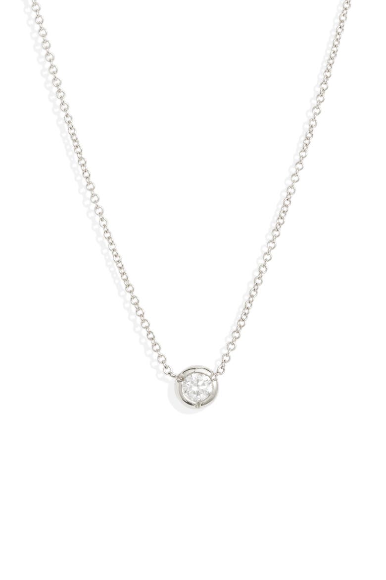 Small Bezel Diamond Solitaire Necklace (Nordstrom Exclusive), Main, color, WHITE GOLD/ DIAMOND