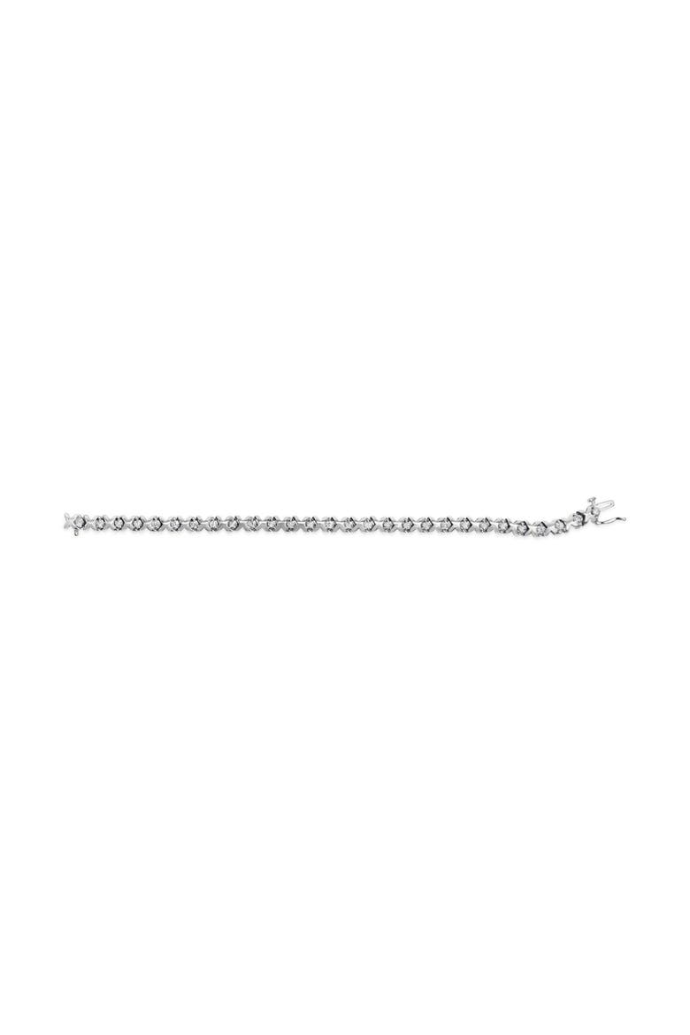 10K White Gold 1 1/2 Cttw Diamond Alternating Diamond and X-Link Tennis Bracelet, Alternate, color, White