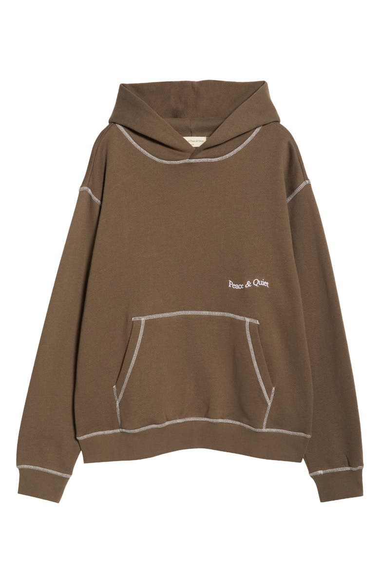 Museum of Peace & Quiet Wordmark Reverse Stitch Hoodie, Alternate, color, Brown