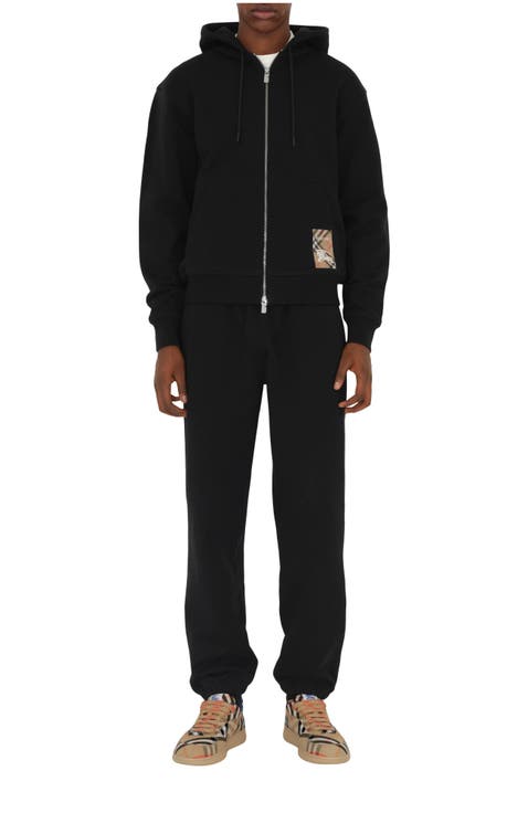 Check Label Cotton Zip Hoodie