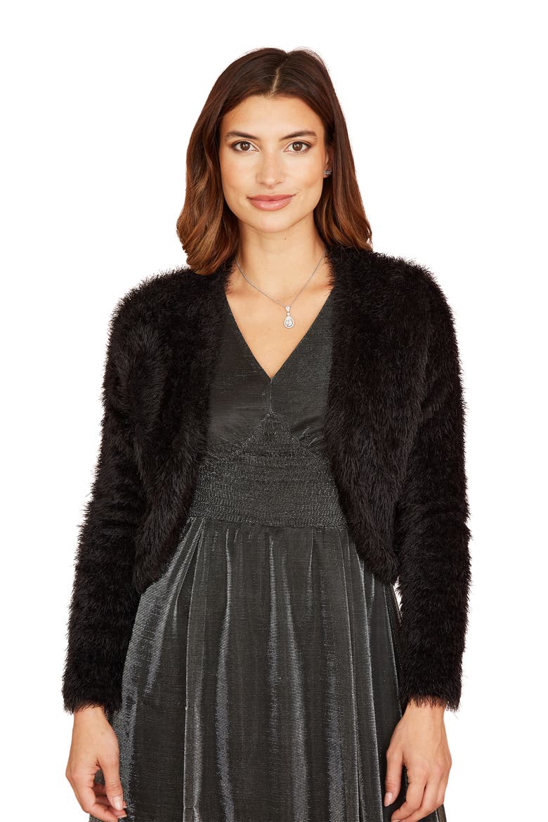 Eyelash Knit Bolero, Alternate, color, Black
