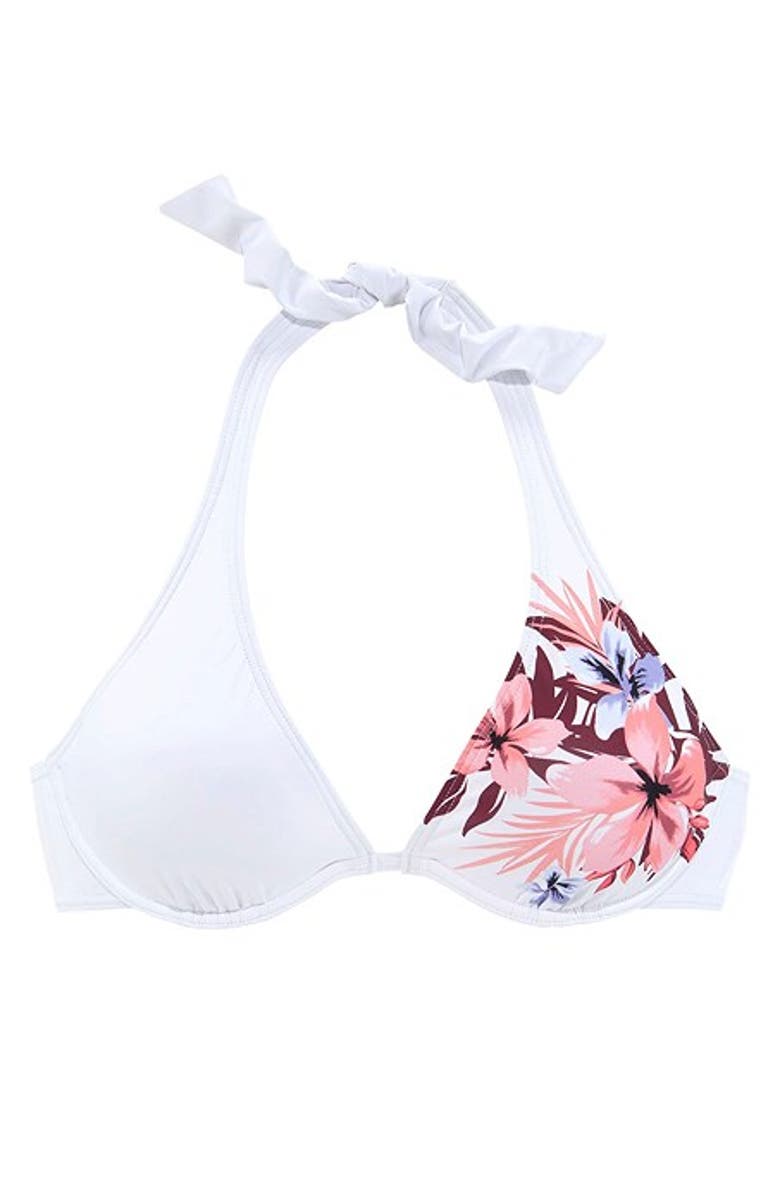 LASCANA Floral Print Underwire Bikini Top Size 32D, Alternate, color, Cream Multi