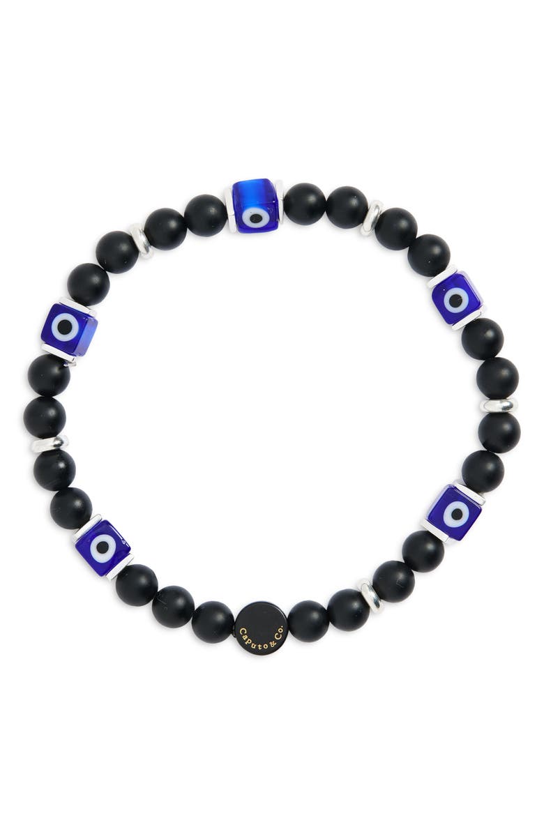 Caputo & Co. Men's Evil Eye Glass Bead Bracelet, Main, color, 