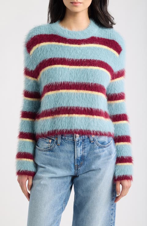 Retro Stripe Fuzzy Sweater