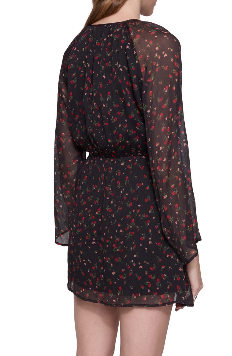 Rebecca Minkoff Tamara Rose Print Long Sleeve Minidress, Alternate, color, 
