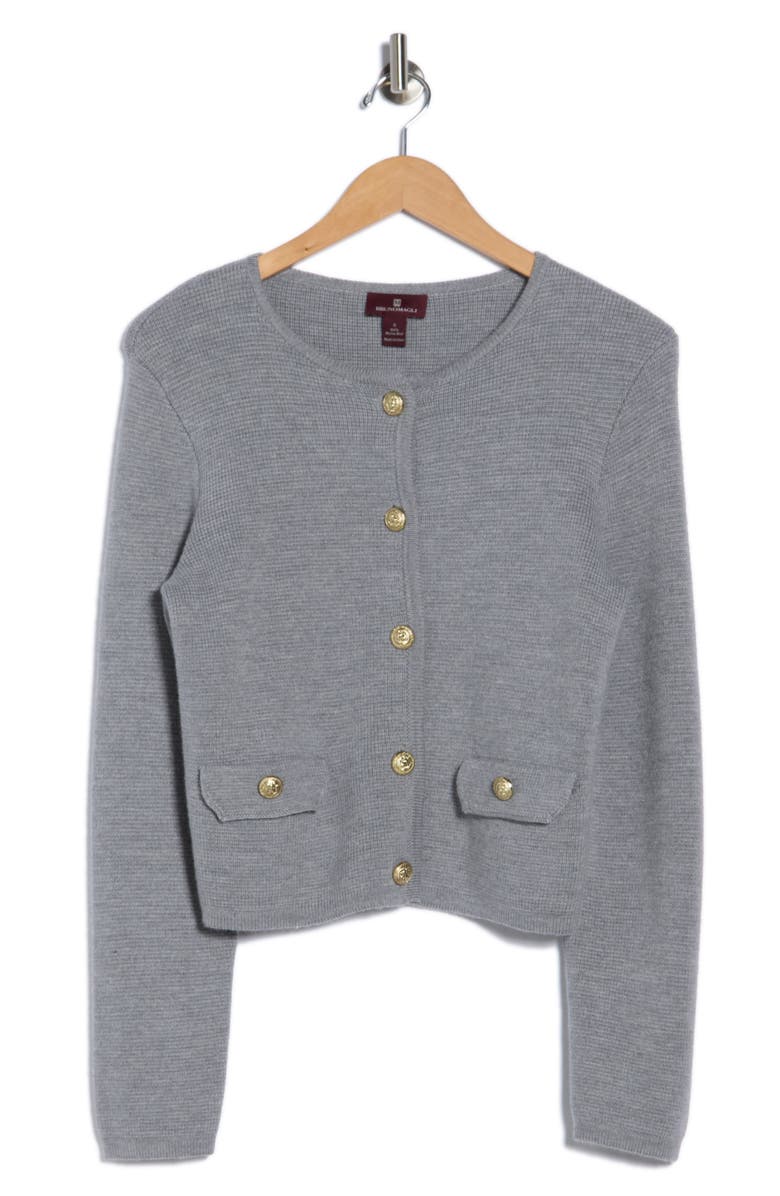 Bruno Magli Merino Wool Crop Cardigan, Alternate, color, Grey