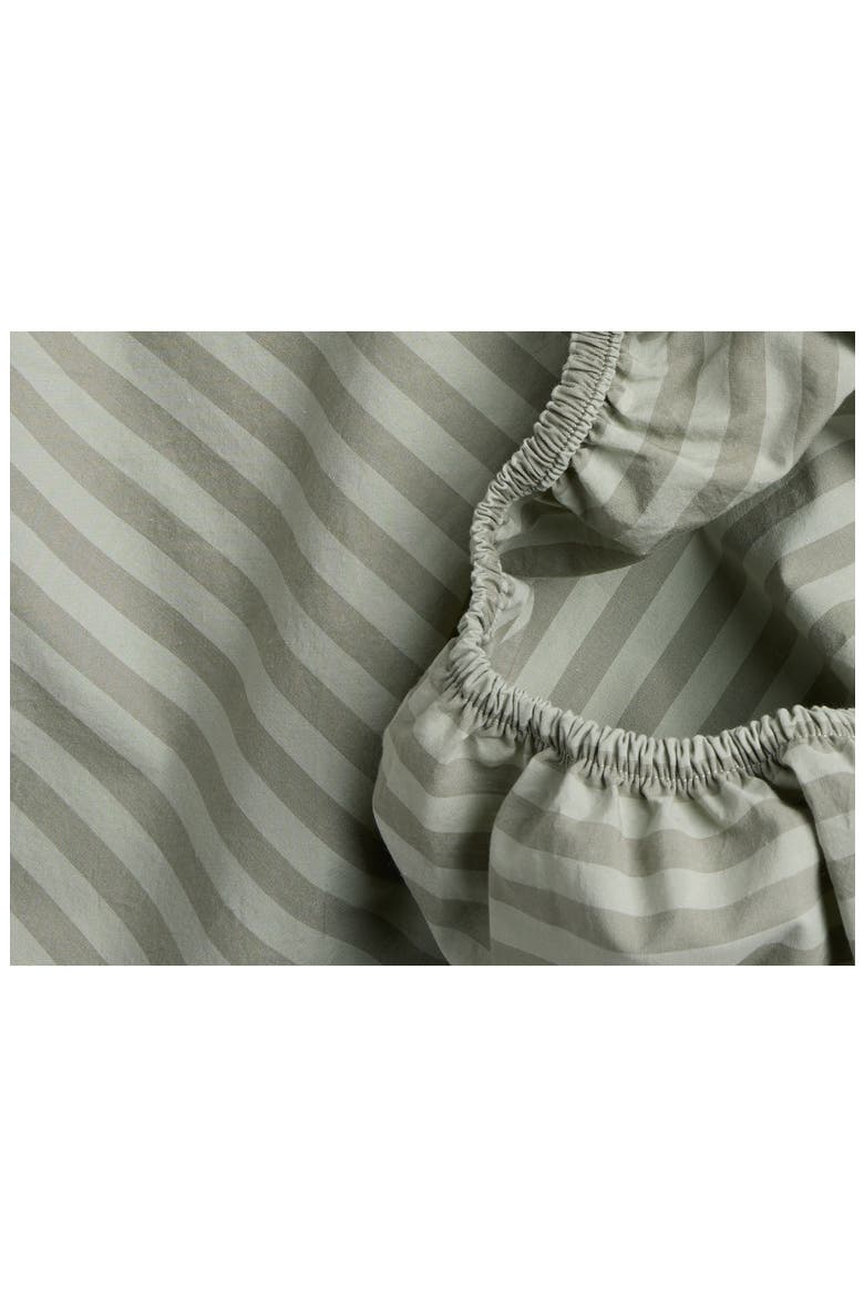 PERCALE FITTED SHEET, Alternate, color, MOSS STRIPE