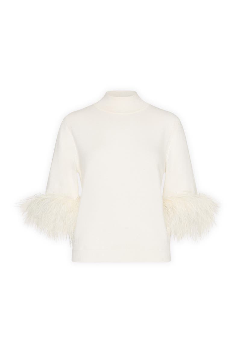Feather Detail Mock Neck Sweater, Main, color, ECRU