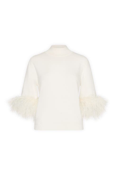 Feather Detail Mock Neck Sweater (Petite)