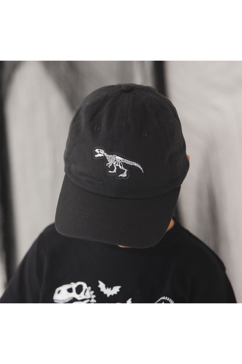 Dinosaur Skeleton Patch Halloween Baseball Hat, Alternate, color, Black