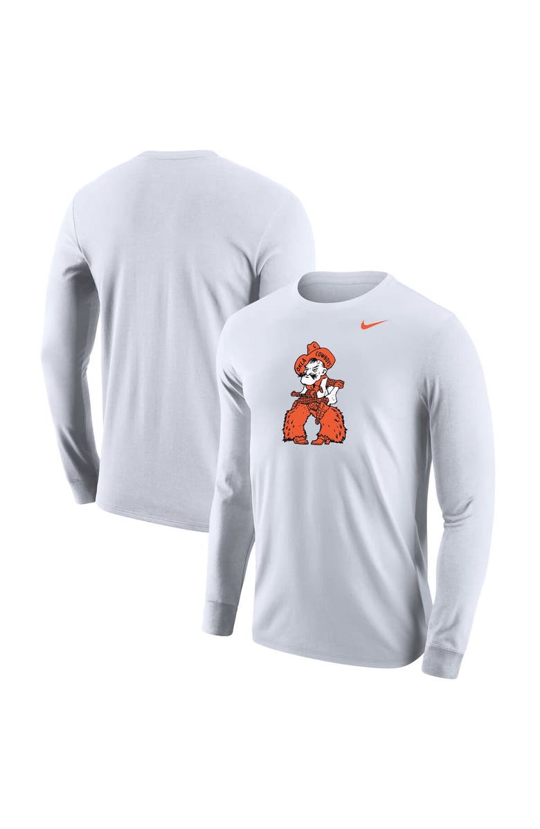 Nike Men's Nike White Oklahoma State Cowboys Fuzzy Chaps Long Sleeve T-Shirt, Main, color, 