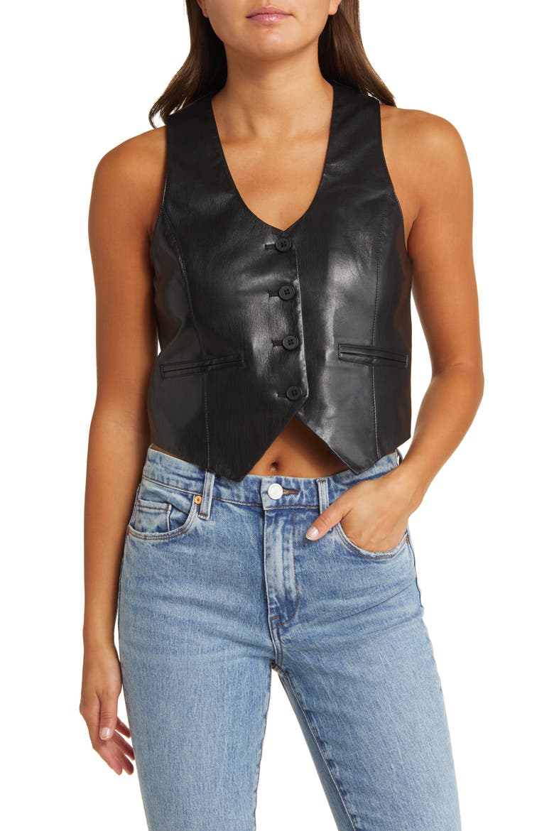 Faux Leather Waistcoat, Main, color, BUSINESS DEAL