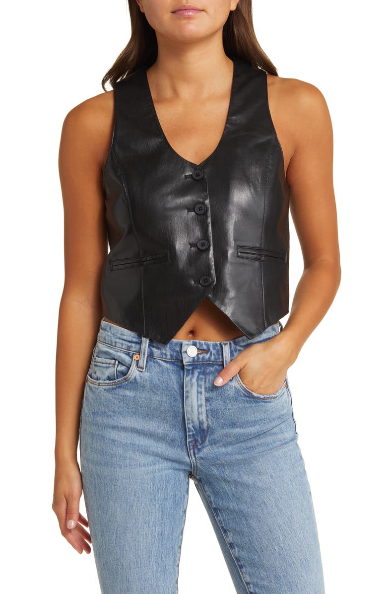 BLANKNYC Faux Leather Waistcoat, Main, color, 