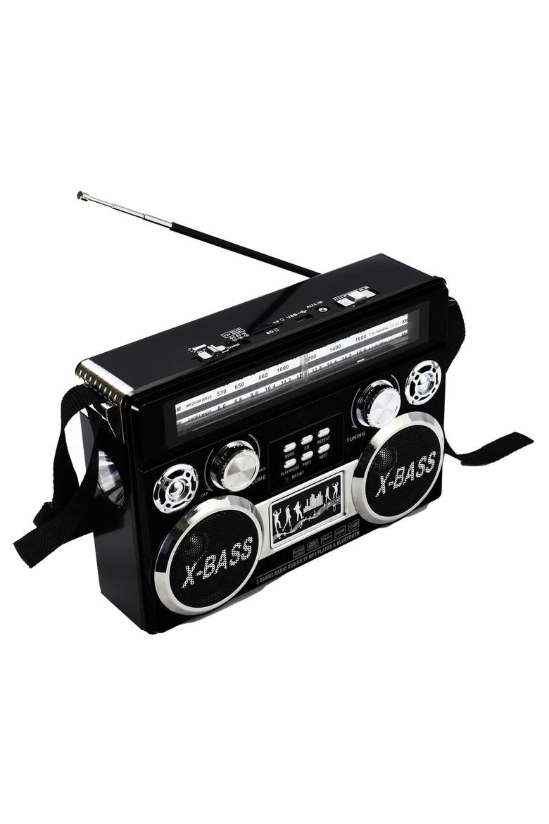 Retro 3 Band Radio With Bluetooth and Flashlight Black, Alternate, color, Black