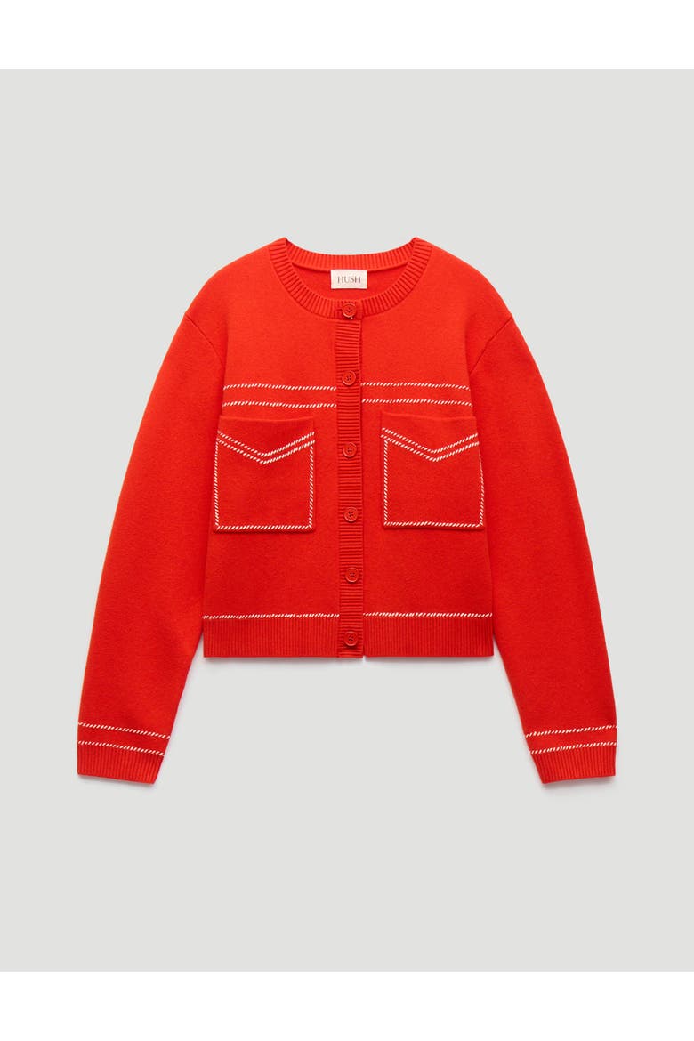 Wool-Blend Stitch Detail Cardigan, Alternate, color, Bright Red