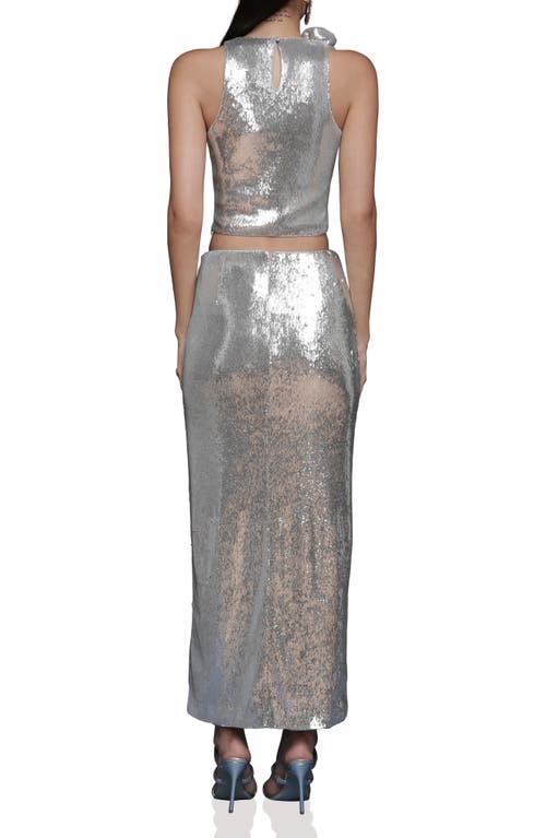 Avec Les Filles Metallic Rosette Detail Ruched Maxi Skirt In Multi