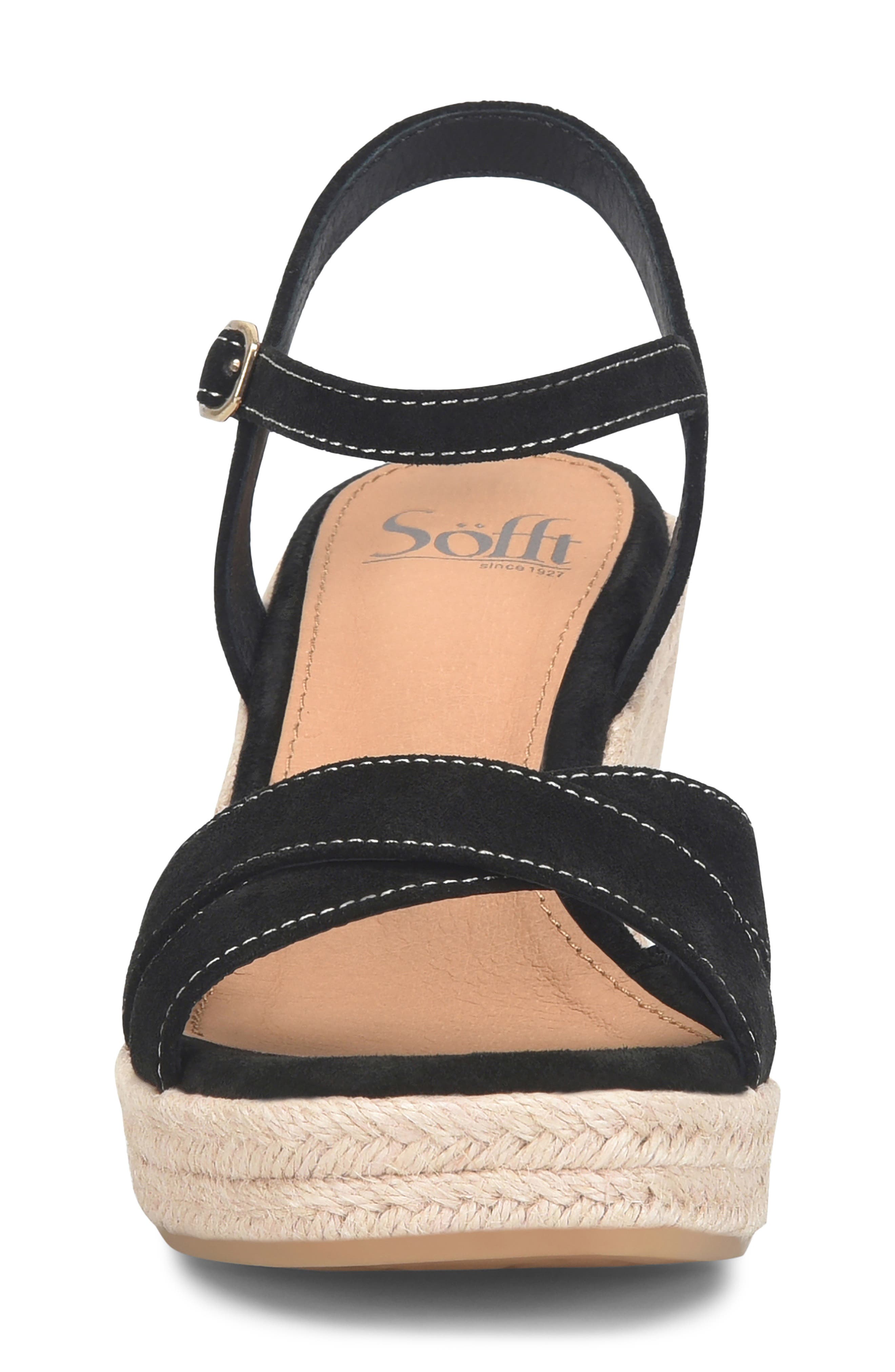 Söfft Neely Ankle Strap Platform Espadrille Sandal, Alternate, color, Black Suede