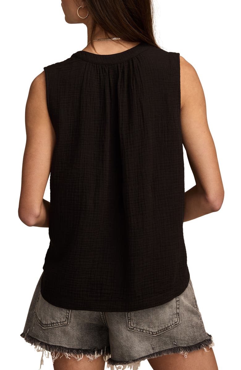 Lucky Brand Ikat Print Sleeveless Cotton Gauze Top, Alternate, color, 