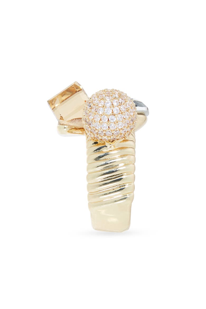 Cubic Zirconia Cluster Cocktail Ring, Alternate, color, GOLD