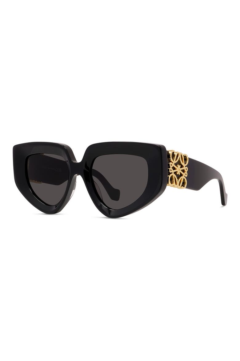 Anagram 51mm Geometric Sunglasses, Alternate, color, SHINY BLACK / SMOKE