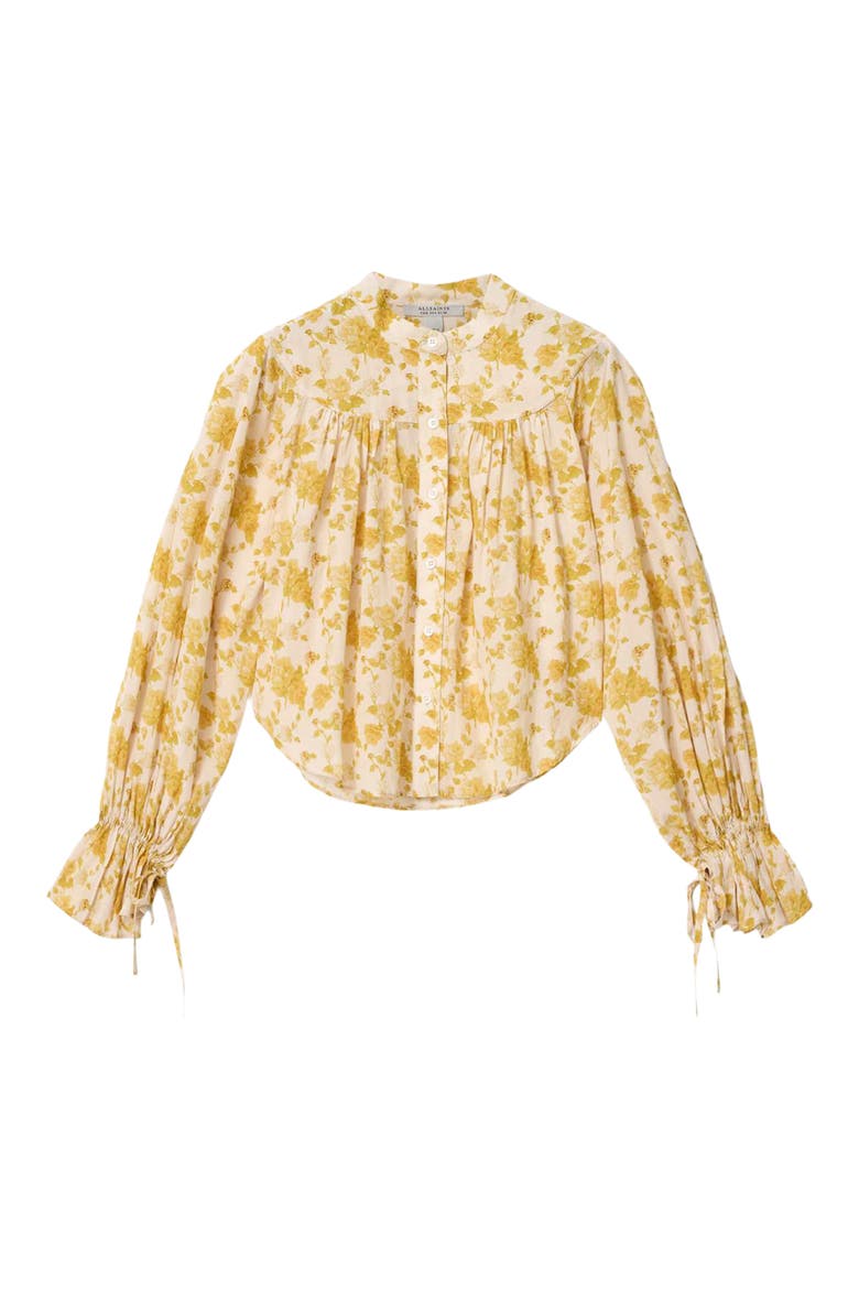 Kara Fleurz Floral Button Front Shirt, Alternate, color, FLEURZ YELLOW