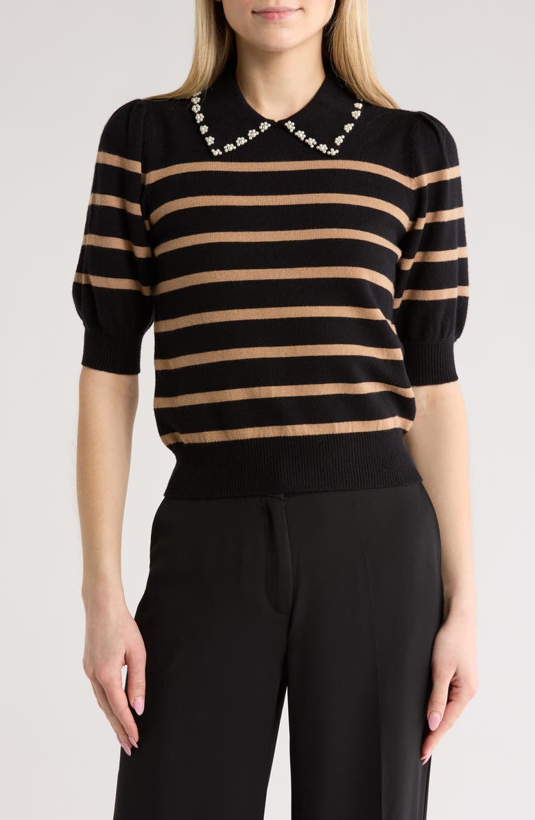 Laundry by Shelli Segal Beaded Collar Sweater, Main, color, 