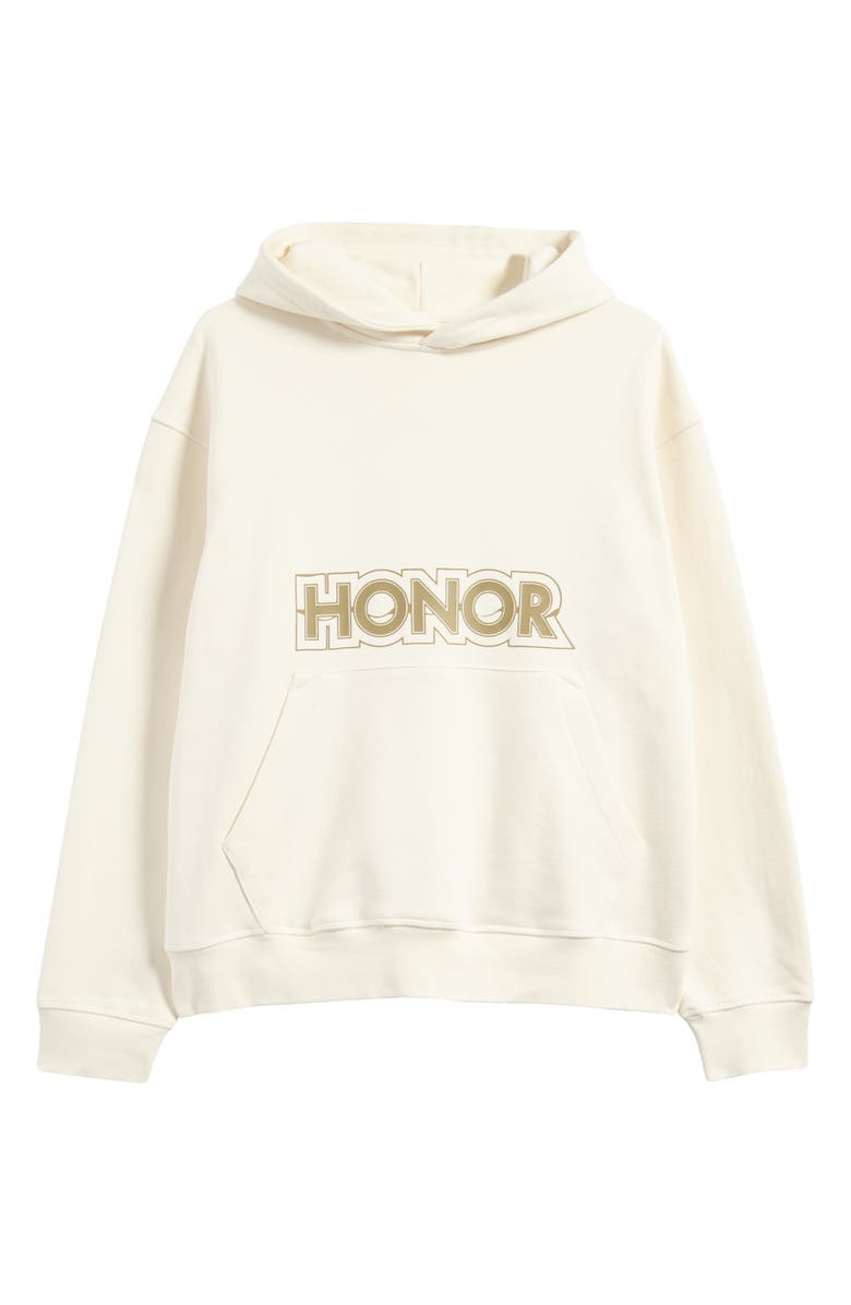 HONOR THE GIFT Crop Logo Graphic Hoodie, Alternate, color, Bone