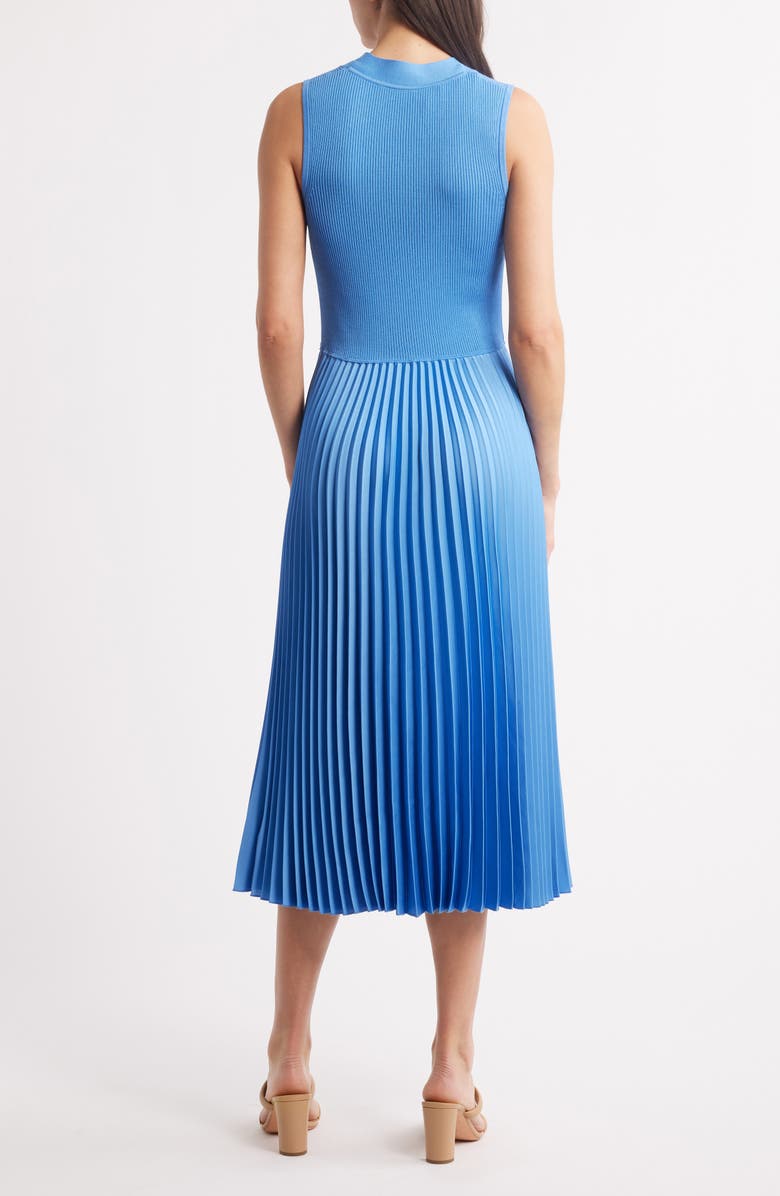 BOSS Farrah Slit Shoulder Mixed Media Midi Dress, Alternate, color, Cornflower