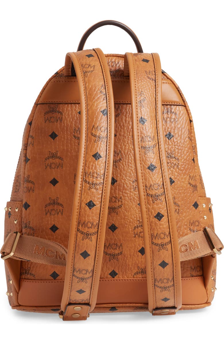 MCM Small Stark Outline Stud Leather Backpack, Alternate, color,