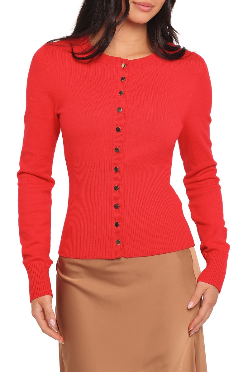 Petal & Pup Walsh Scallop Trim Cardigan, Main, color, Red