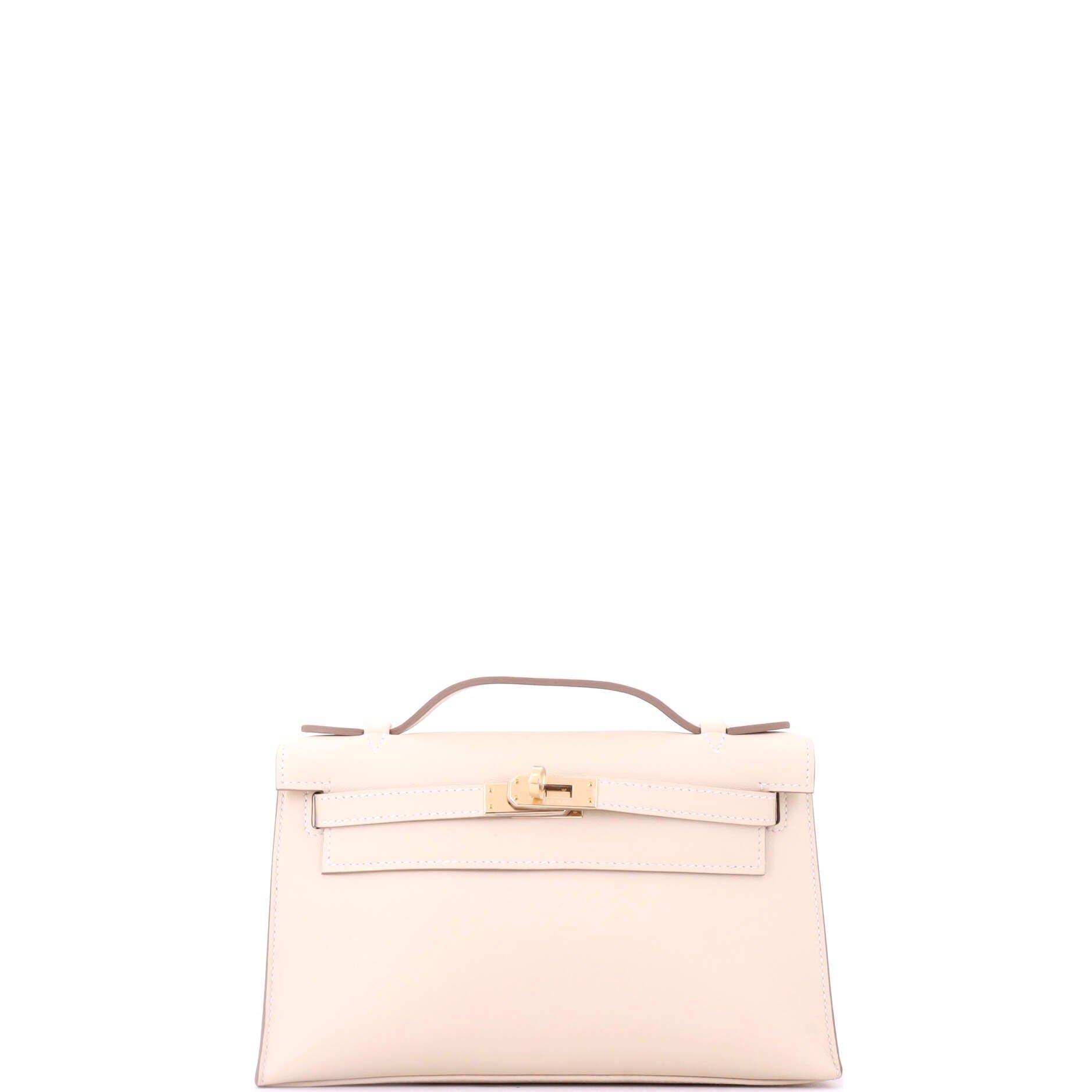 Pre-Owned Hermes Kelly Pochette Swift, Main, color, Craie