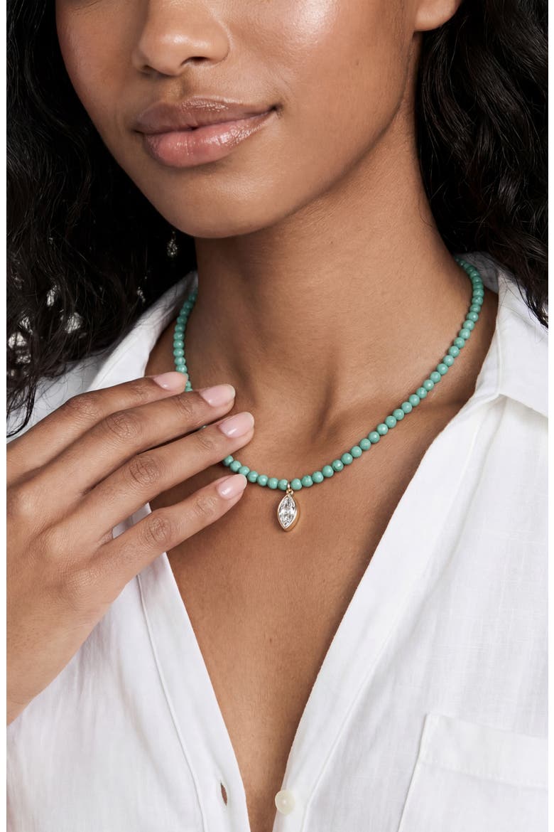 Marquise Beaded Necklace, Alternate, color, TURQUOISE