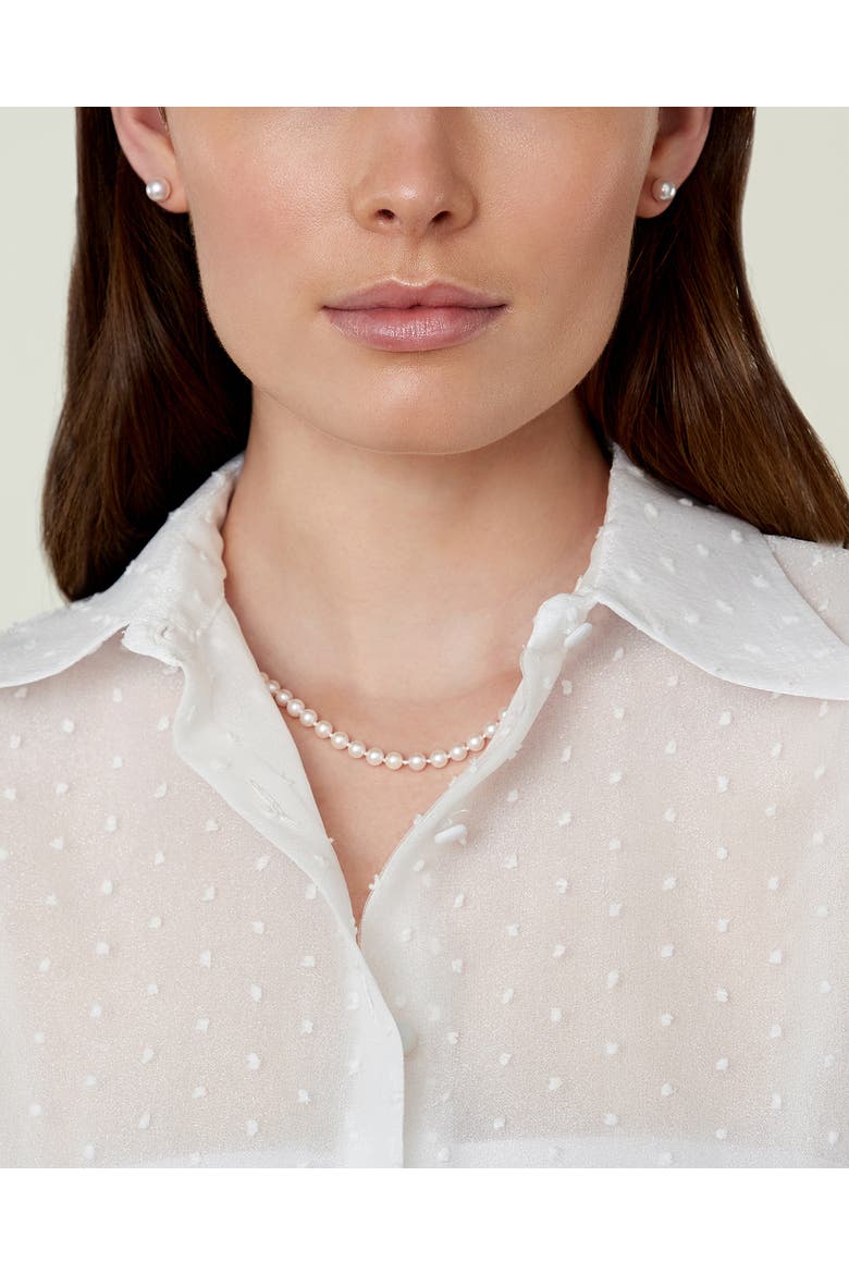 5.0-5.5mm Japanese Akoya White Pearl Necklace - AA+ Quality, Alternate, color, Sterling Silver Clasp