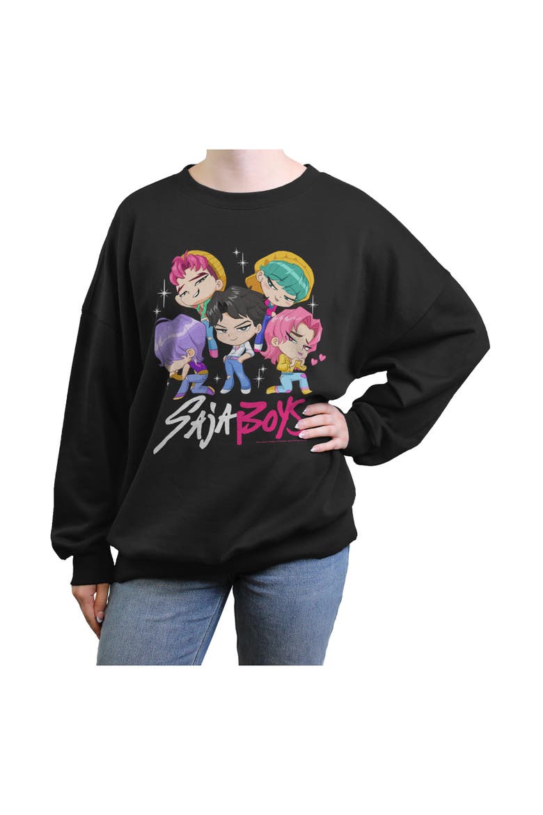 Junior's KPop Demon Hunters Saja Boys Chibi Group Logo  Sweatshirt, Main, color, Black