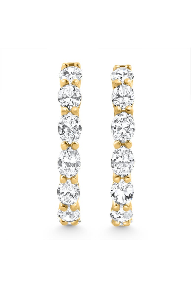 3Ct TW Oval Diamond Inside Outside Hoops 14k Gold Lab Grown 1", Alternate, color, 14k Yellow Gold