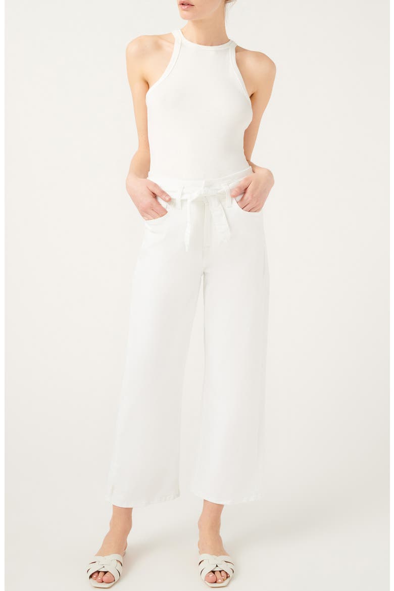 JEN7 High Waist Crop Wide Leg Jeans, Alternate, color, WHITE