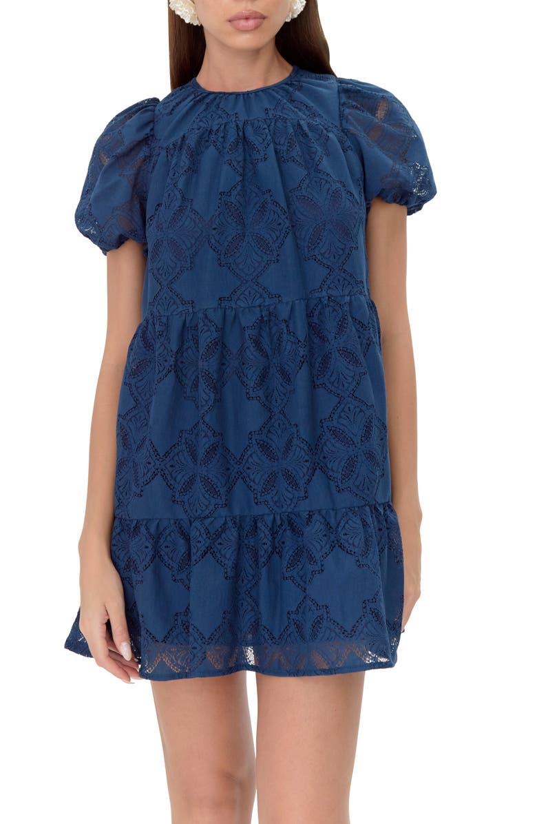 Adelyn Rae Bessie Tiered Lace Minidress, Alternate, color,