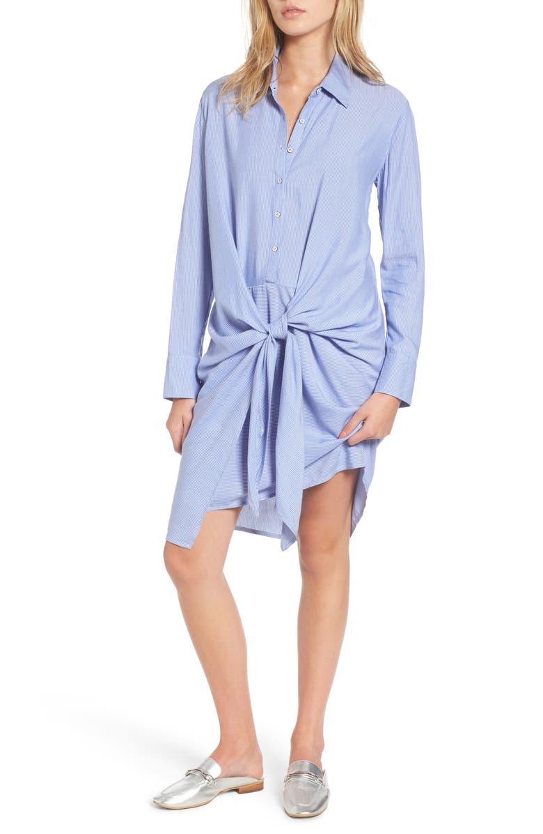 Socialite Tie Front Shirtdress, Alternate, color,