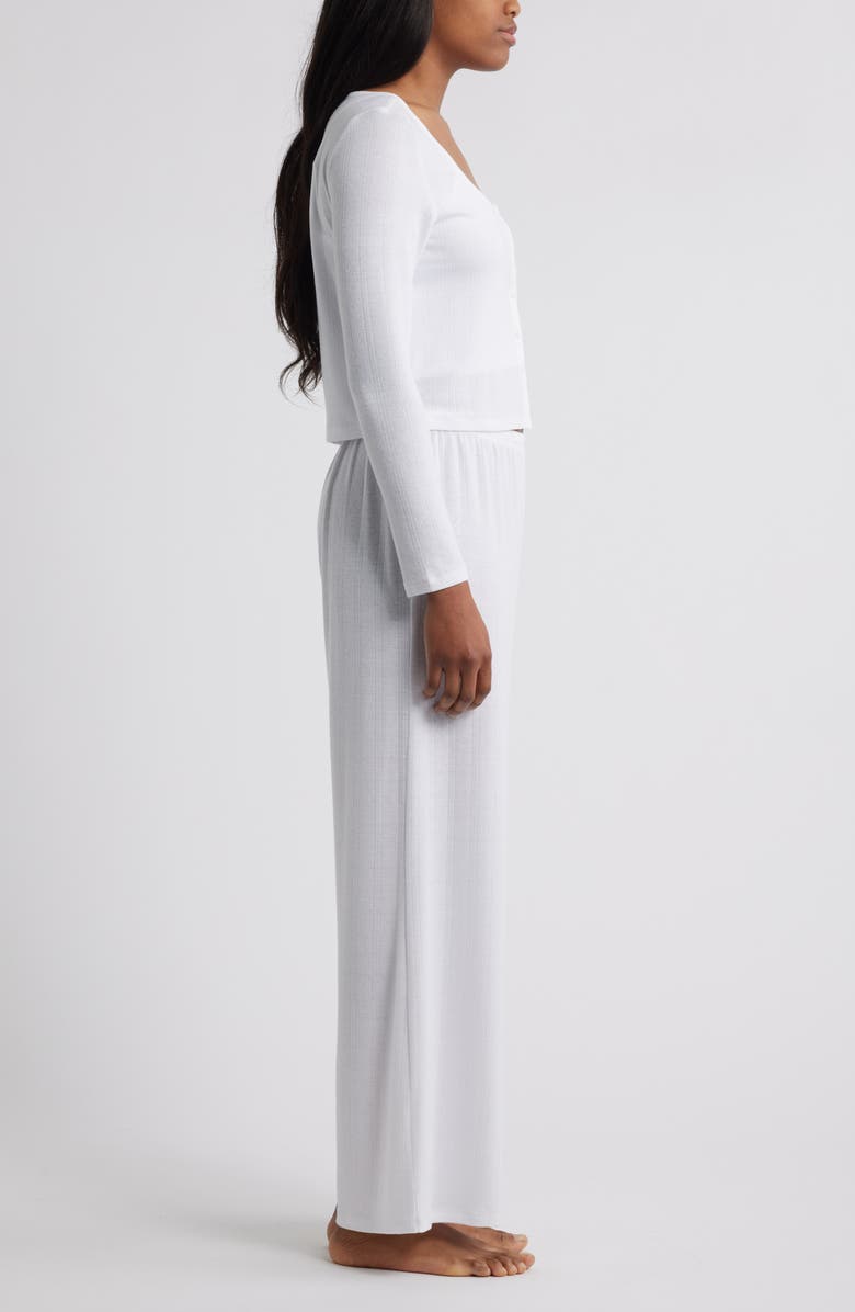 Open Edit 3-Piece Pointelle Knit Pajamas, Alternate, color, White