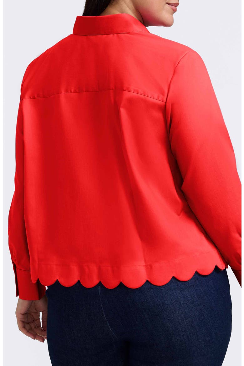 Scarlett Scallop Hem Button-Up Shirt, Alternate, color, SCARLET RED